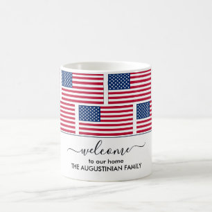 Elegant Personalisiert USA AMERICAN FLAG Willkomme Kaffeetasse