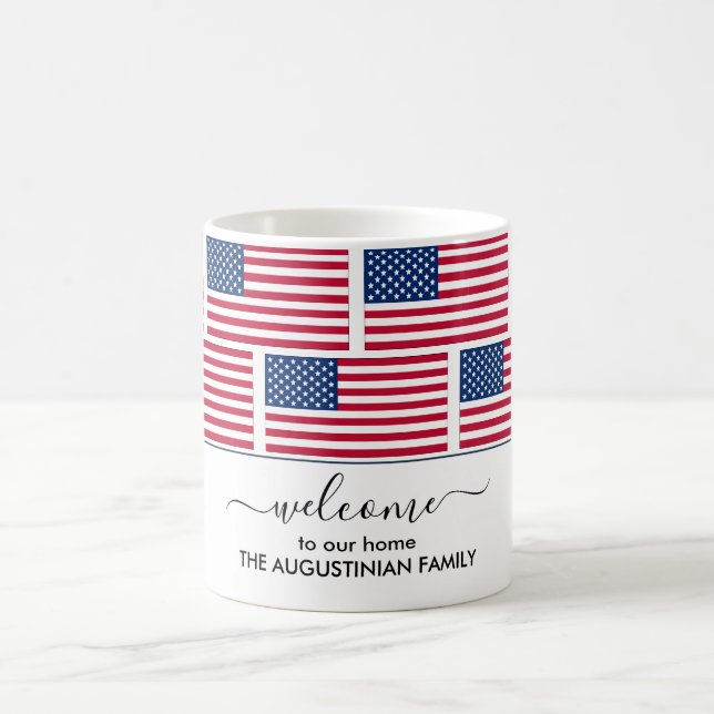 Elegant Personalisiert USA AMERICAN FLAG Willkomme Kaffeetasse (Mittel)