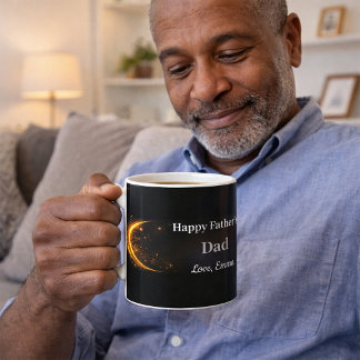 Elegant Personalized Black Gold Happy Father’s Day Kaffeetasse
