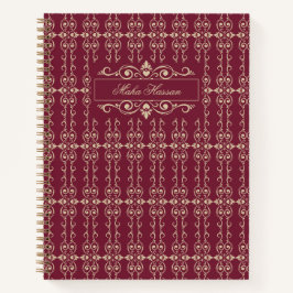 Elegant Personalized Burgundy & Gold Floral Swirl Notizbuch