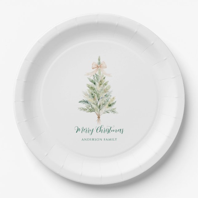 Elegant Personalized Christmas Tree  Pappteller (Vorderseite)
