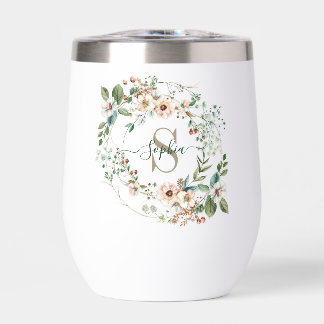 Elegant Personalized Floral Monogram Name Tumbler