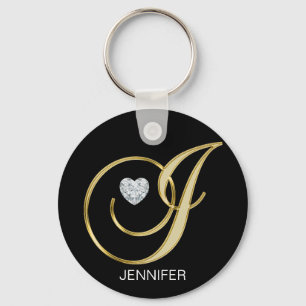 Elegant Personalized Gold Monogrammed Letter J Schlüsselanhänger