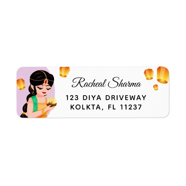 Elegant Personalized Indian Girl Diwali (Vorne)