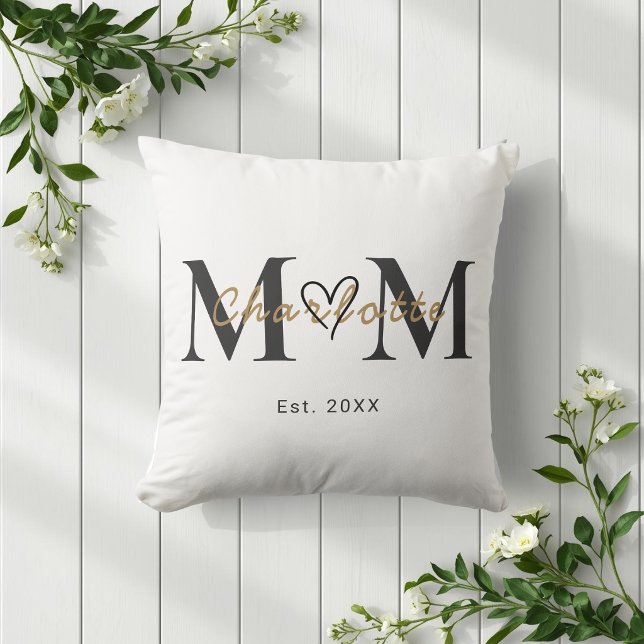 Elegant Personalized Mom Name Est Year Pillow Kissen (Von Creator hochgeladen)