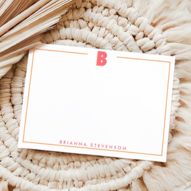 Elegant Personalized Monogram 3D Letter B Initial  Mitteilungskarte (Von Creator hochgeladen)