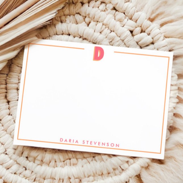 Elegant Personalized Monogram 3D Letter D Initial  Mitteilungskarte (Von Creator hochgeladen)