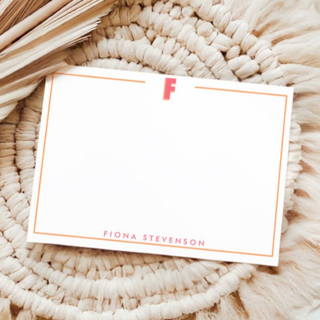 Elegant Personalized Monogram 3D Letter F Initial  Mitteilungskarte (Von Creator hochgeladen)