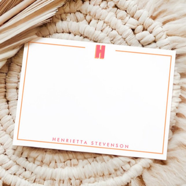 Elegant Personalized Monogram 3D Letter H Initial  Mitteilungskarte (Von Creator hochgeladen)