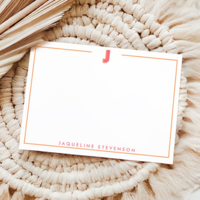 Elegant Personalized Monogram 3D Letter J Initial  Mitteilungskarte (Von Creator hochgeladen)