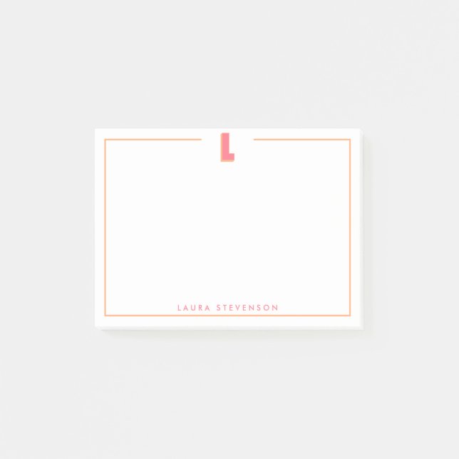Elegant Personalized Monogram 3D Letter L Initial  Post-it Klebezettel (Vorderseite)