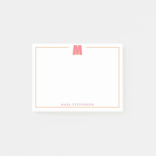 Elegant Personalized Monogram 3D Letter M Initial  Post-it Klebezettel (Vorderseite)