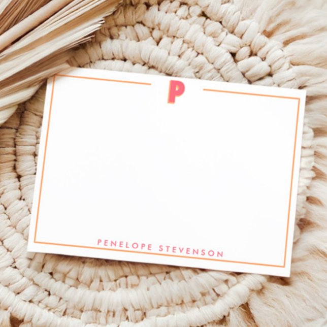 Elegant Personalized Monogram 3D Letter P Initial  Mitteilungskarte (Von Creator hochgeladen)