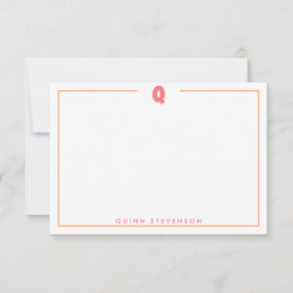 Elegant Personalized Monogram 3D Letter Q Initial  Mitteilungskarte