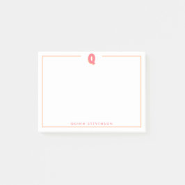 Elegant Personalized Monogram 3D Letter Q Initial  Post-it Klebezettel