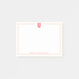 Elegant Personalized Monogram 3D Letter U Initial  Post-it Klebezettel