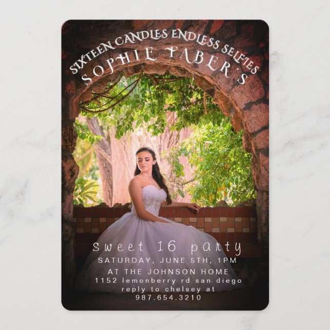Elegant Personalized Photo Sweet Sixteen Birthday  Einladung (Vorderseite)