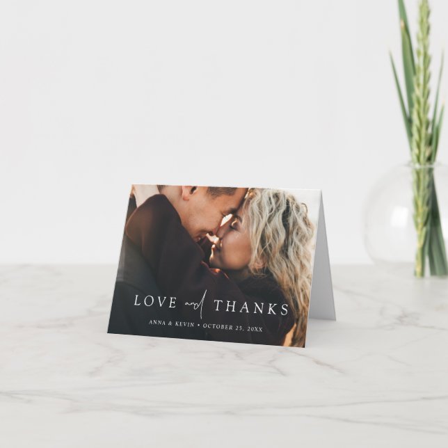 Elegant Personalized Photo Wedding Thank You Card Dankeskarte (Vorderseite)