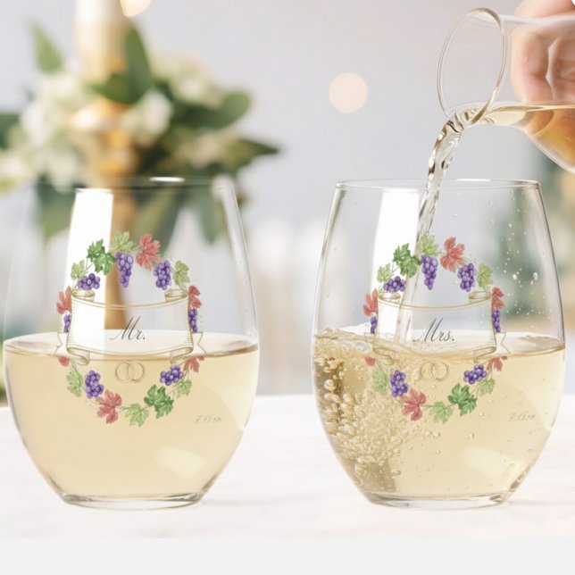 Elegant Personalized Stemless Wine Glass Set of 2 Weinglas Ohne Stiel (Von Creator hochgeladen)