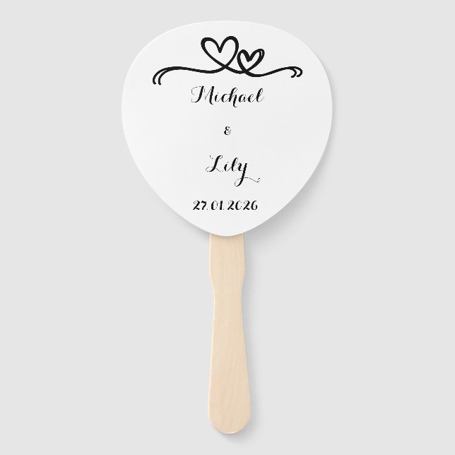 Elegant Personalized White wedding  Fächer (Vorderseite)
