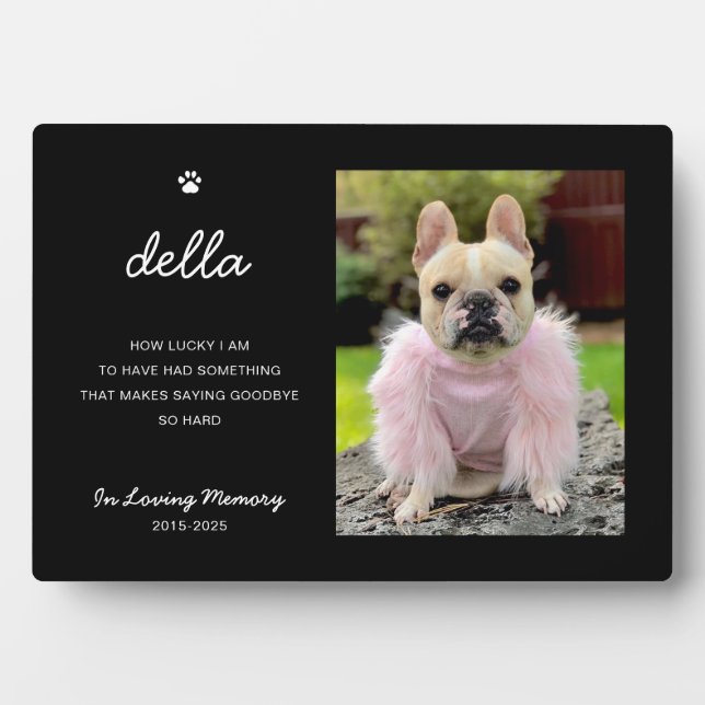 Elegant Pet Memorial | Photo Keepsake Plaque Fotoplatte (Vorderseite)