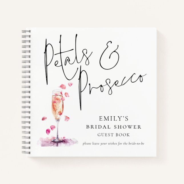 Elegant Petals Prosecco Brautparty Gästebuch Notizbuch (Vorderseite)
