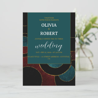 Elegant Petrol Schwarzes Foto Einladung