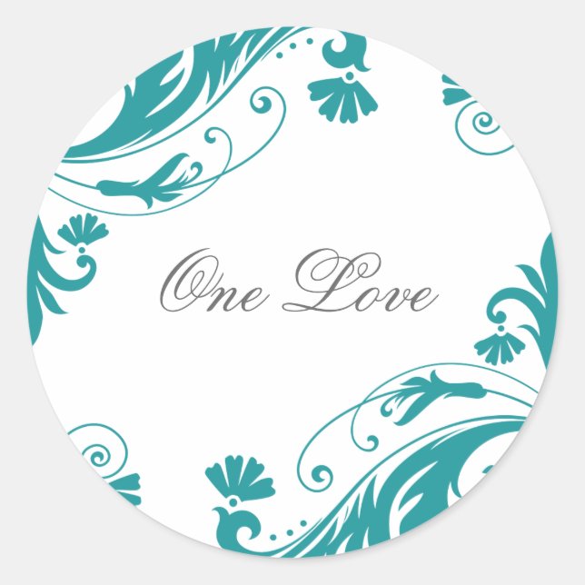 Elegant Petrol Wedding Stickers (Vorderseite)