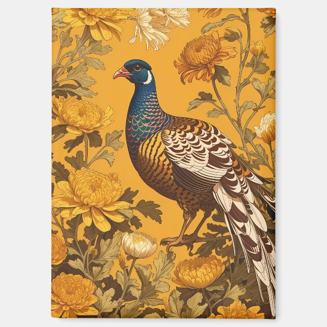 Elegant Pheasant William Morris Inspiriert Magnet (Vorderseite)