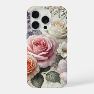 Elegant Phone Case with Pink and White Roses iPhone 15 Pro Hülle