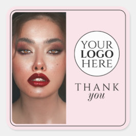 Elegant Photo Blush Pink Logo Thank You Makeup Quadratischer Aufkleber