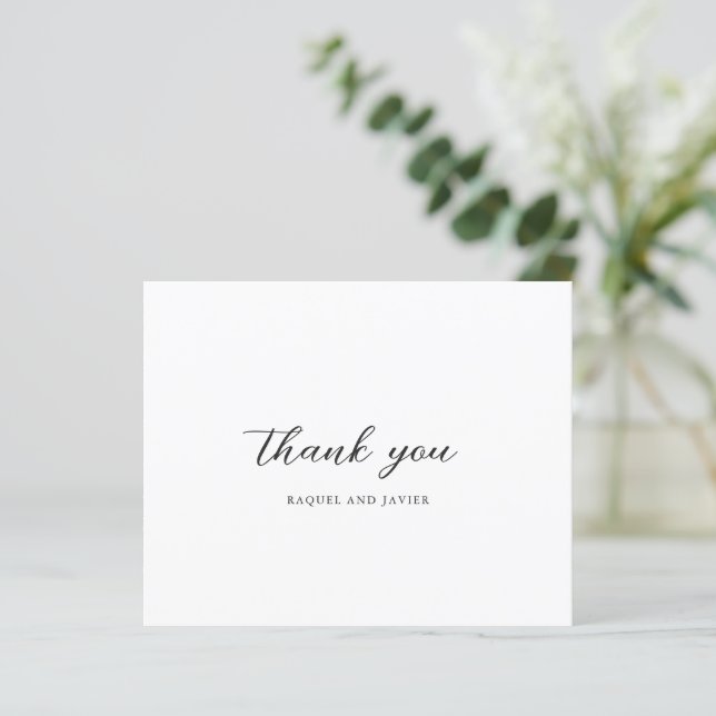 Elegant Photo Budget Wedding Thank You Card (Stehend Vorderseite)
