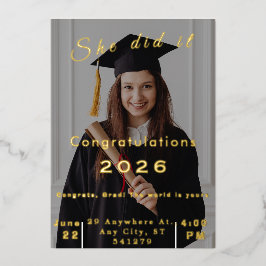 Elegant Photo Graduation Invitation 2026 Folieneinladung