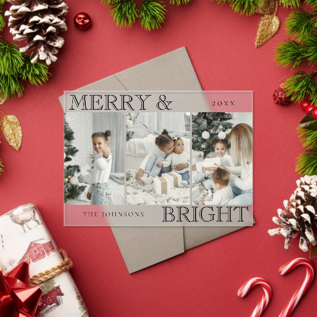 Elegant Photo | Merry and Bright Christmas Card Acryleinladungen (Insitu (Feiertag))