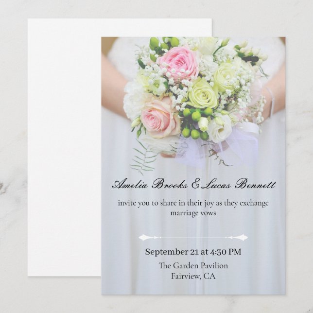 Elegant Photo Wedding Invitation Card Einladung (Vorne/Hinten)