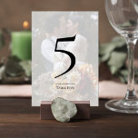 Elegant Photo Wedding Table Number Card Tischnummer<br><div class="desc">Bring a refined and cohesive touch to your reception tables with this elegant wedding table number card. Designed with a soft photo background and a minimalist overlay, the bold table number stands out beautifully while maintaining a romantic, modern aesthetic. The clean layout highlights the table number in a striking yet...</div>