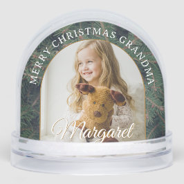 Elegant Pine Border Photo Snow Globe Schneekugeln