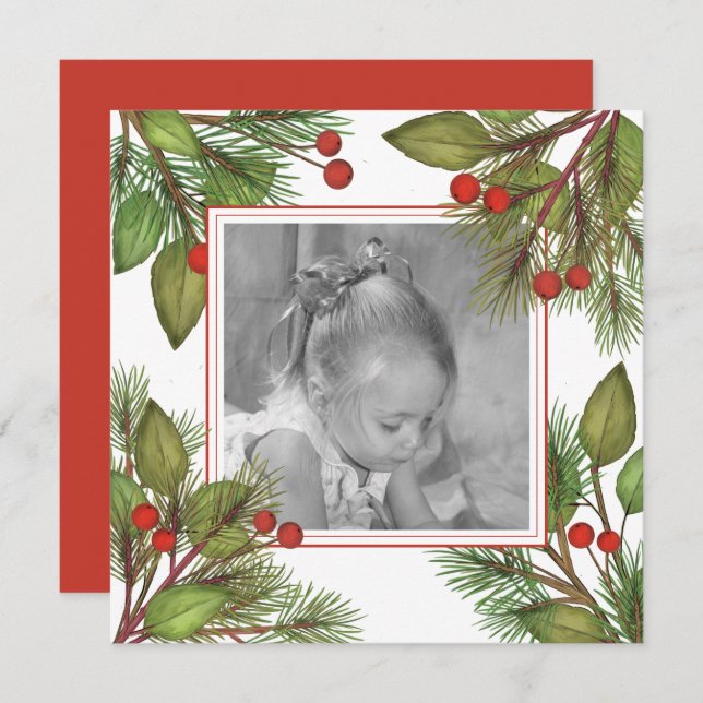 Elegant Pine Botanische Vegetation Feiertagskarte (Vorne/Hinten)