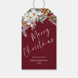 Elegant Pine Tree Grüne | Rotes Weihnachtsfest Geschenkanhänger