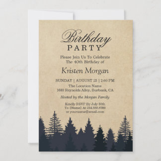 Elegant Pine Tree Kraft Geburtstagsparty Einladung