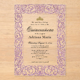 Elegant Pink 15th Birthday Quinceanera Acryleinladungen