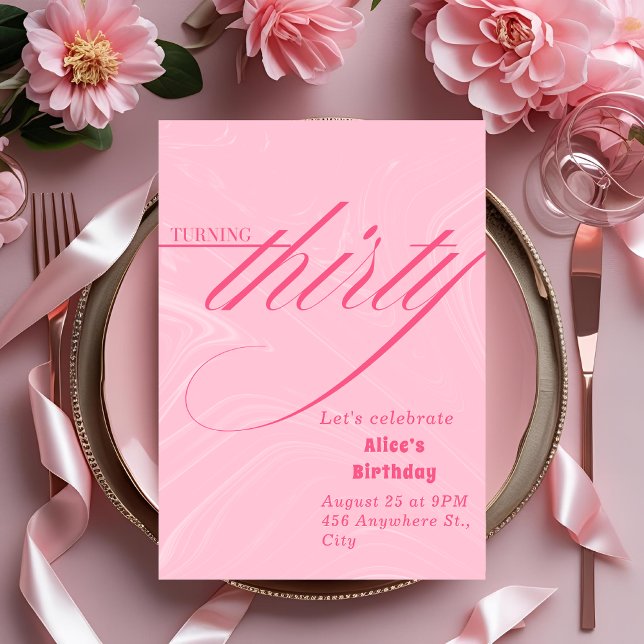 Elegant Pink 30. Geburtstag Einladung für sie (Von Creator hochgeladen)