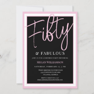 Elegant Pink 50 und fabelhaft Geburtstag Einladung