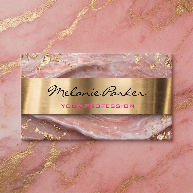 Elegant pink agate marble metallic  visitenkarte (Von Creator hochgeladen)