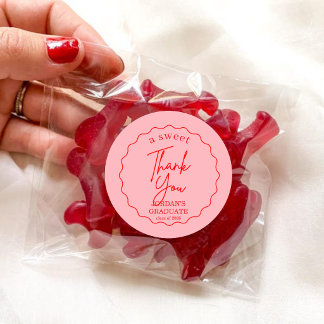 Elegant Pink and Gold Graduation Thank You Favor Runder Aufkleber