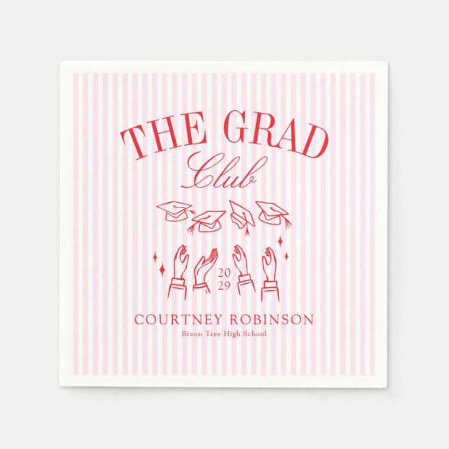 Elegant Pink and Red Grad Club Graduation Serviette (Vorderseite)