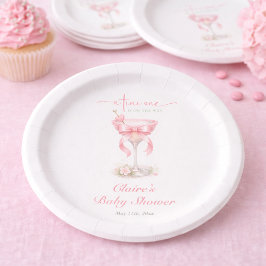 Elegant Pink Baby Girl Tini One Baby Shower     Pappteller