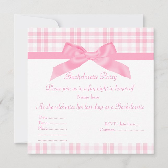 ELEGANT PINK BACHELORETTE INVITATIONtartan Einladung (Vorderseite)