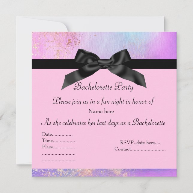 ELEGANT PINK BACHELORETTE INVITE Gold Detail Einladung (Vorderseite)