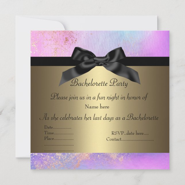 ELEGANT PINK BACHELORETTE INVITE Golddetails n Einladung (Vorderseite)